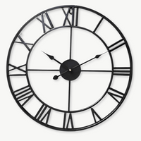 Large Roman Numeral Wall Clock - Metal, Silent Quartz
