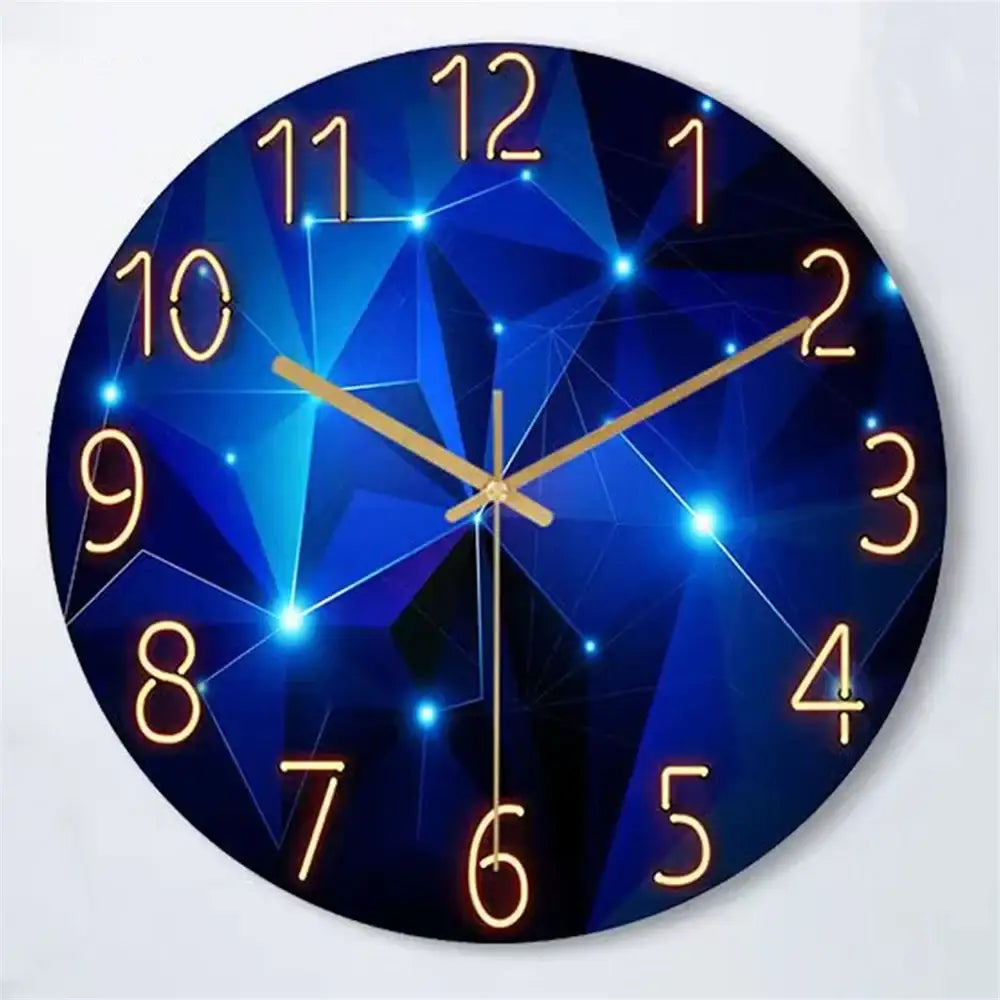 Dark Blue Geometric Glass Wall Clock
