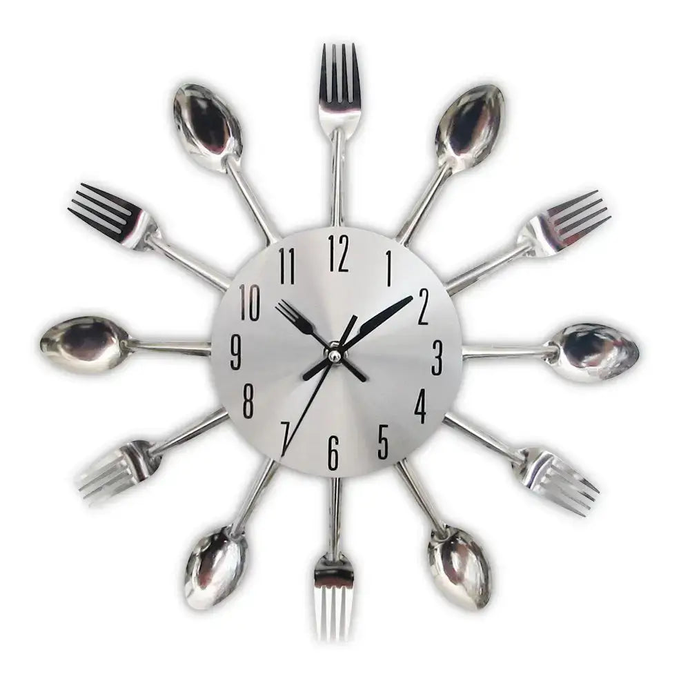 Wall clock Kitchen cutlery - argent - wall clock
