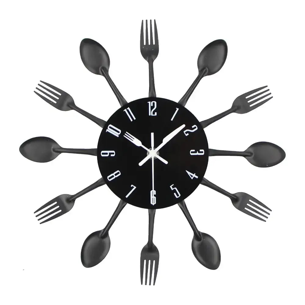 Wall clock Kitchen cutlery - noir - wall clock