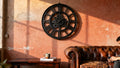 Black Metal Industrial Wall Clock: Creating Contrast in Your Living Room