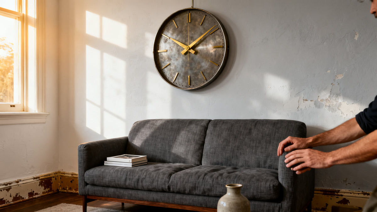 Large Wall Clock Above Sofa: Height, Centering, and Styling Tips That Work