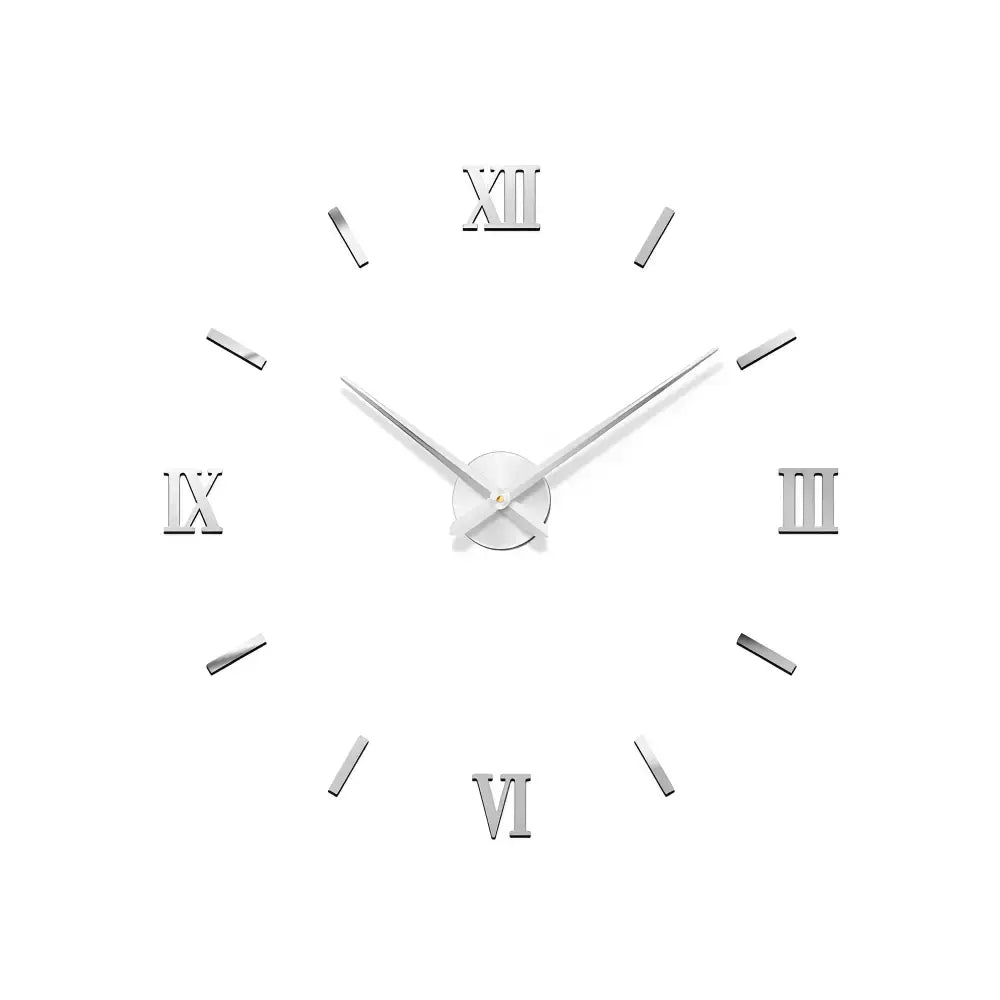 3D DIY Wall Clock Stickers - argent 70 cm - wall clock