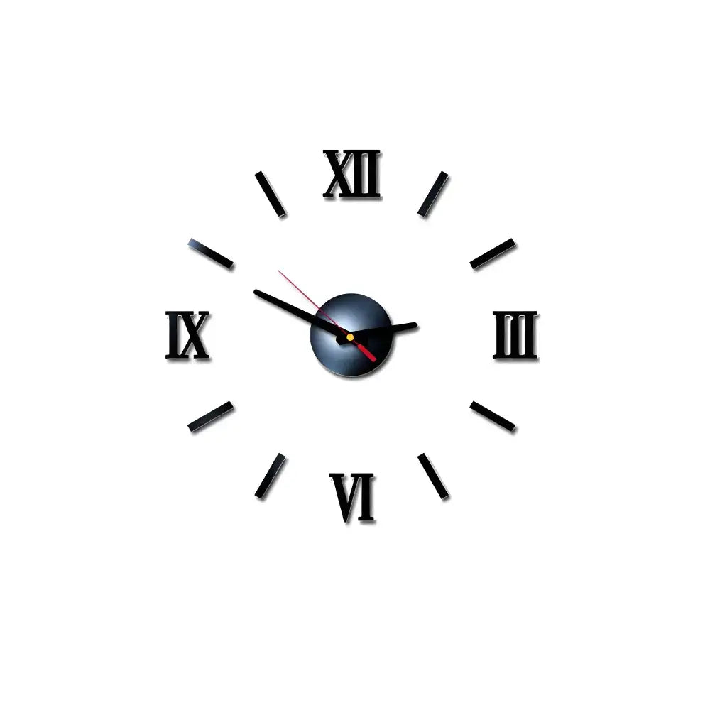 3D DIY Wall Clock Stickers - noir 40 cm - wall clock