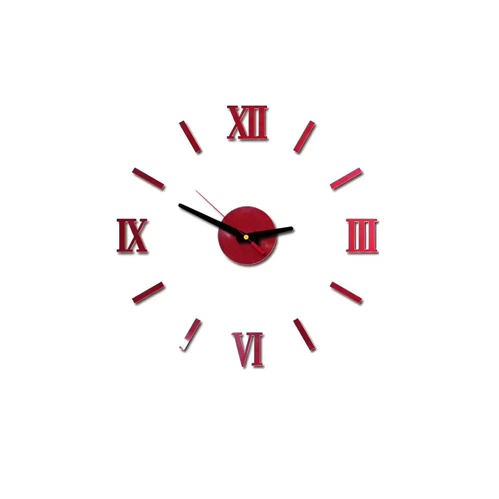 3D DIY Wall Clock Stickers - rouge 40 cm - wall clock
