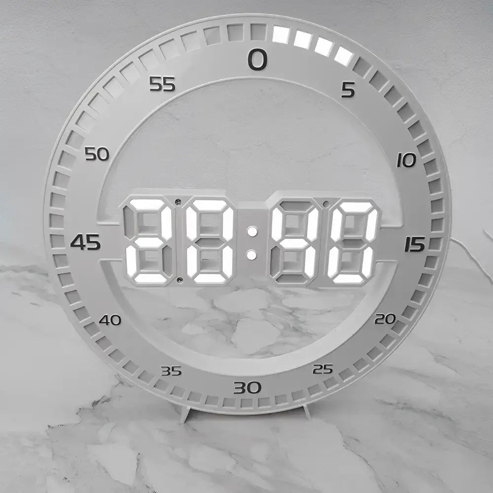 3D LED Digital Wall Clock - blanc LED blanc - wall clock