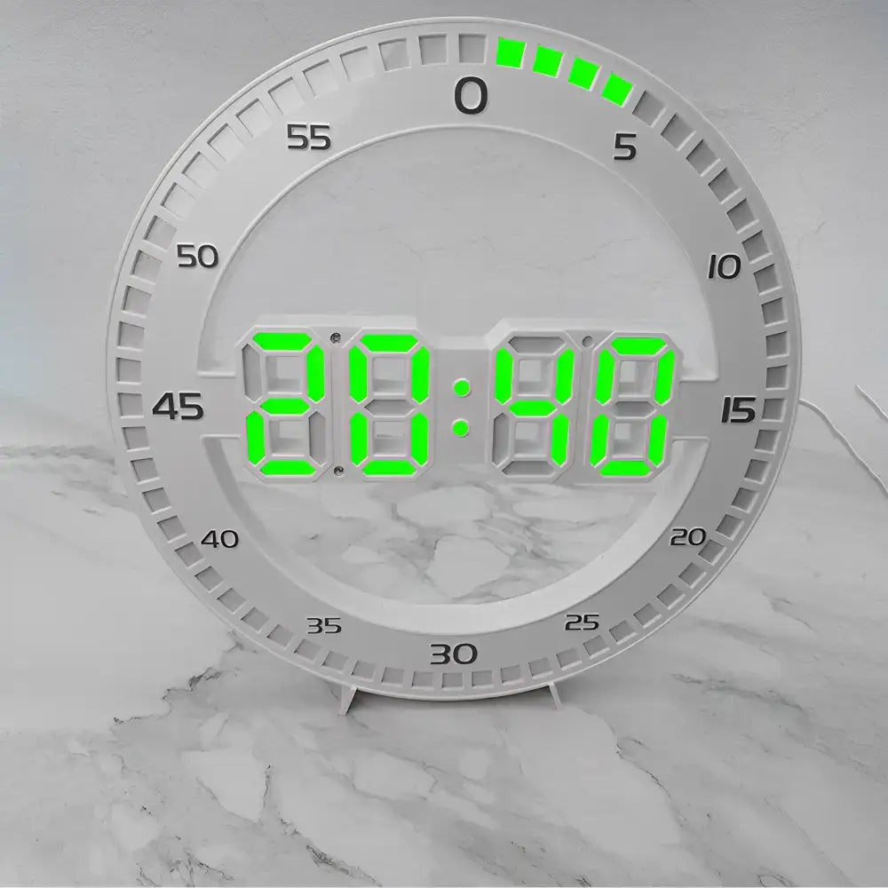 3D LED Digital Wall Clock - blanc LED vert - wall clock