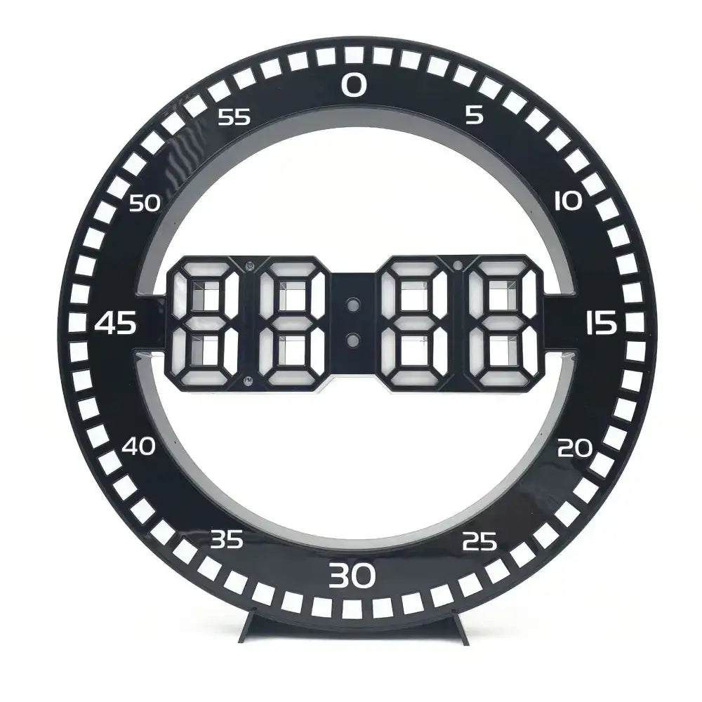 3D LED Digital Wall Clock - noir LED blanc - wall clock