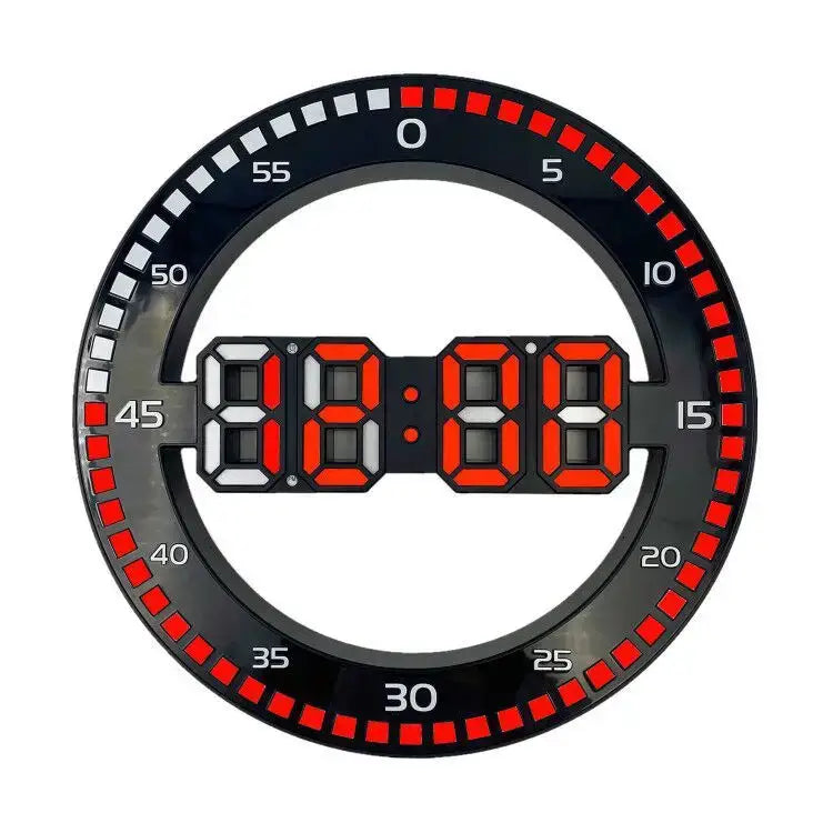3D LED Digital Wall Clock - noir LED rouge - wall clock