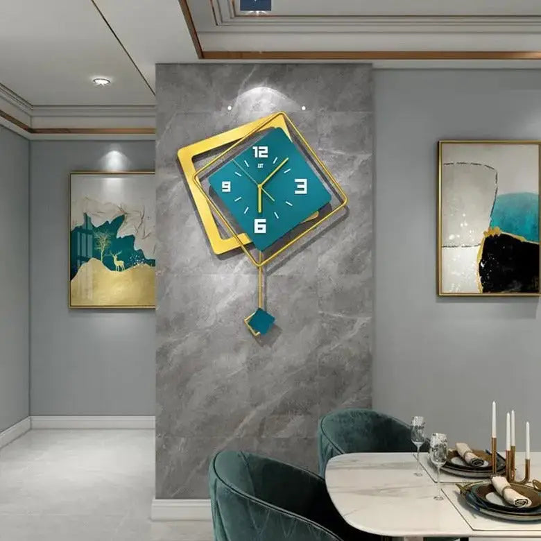 3D Modern Pendulum Wall Clock - bleu - wall clock