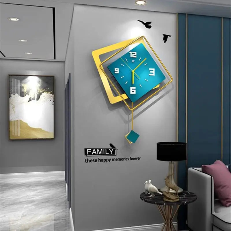 3D Modern Wall Clock - Geometric Metal & Acrylic, Silent Quartz