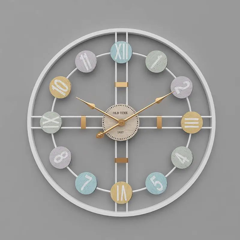 Silent quartz movement 3D wall clock metal construction detail