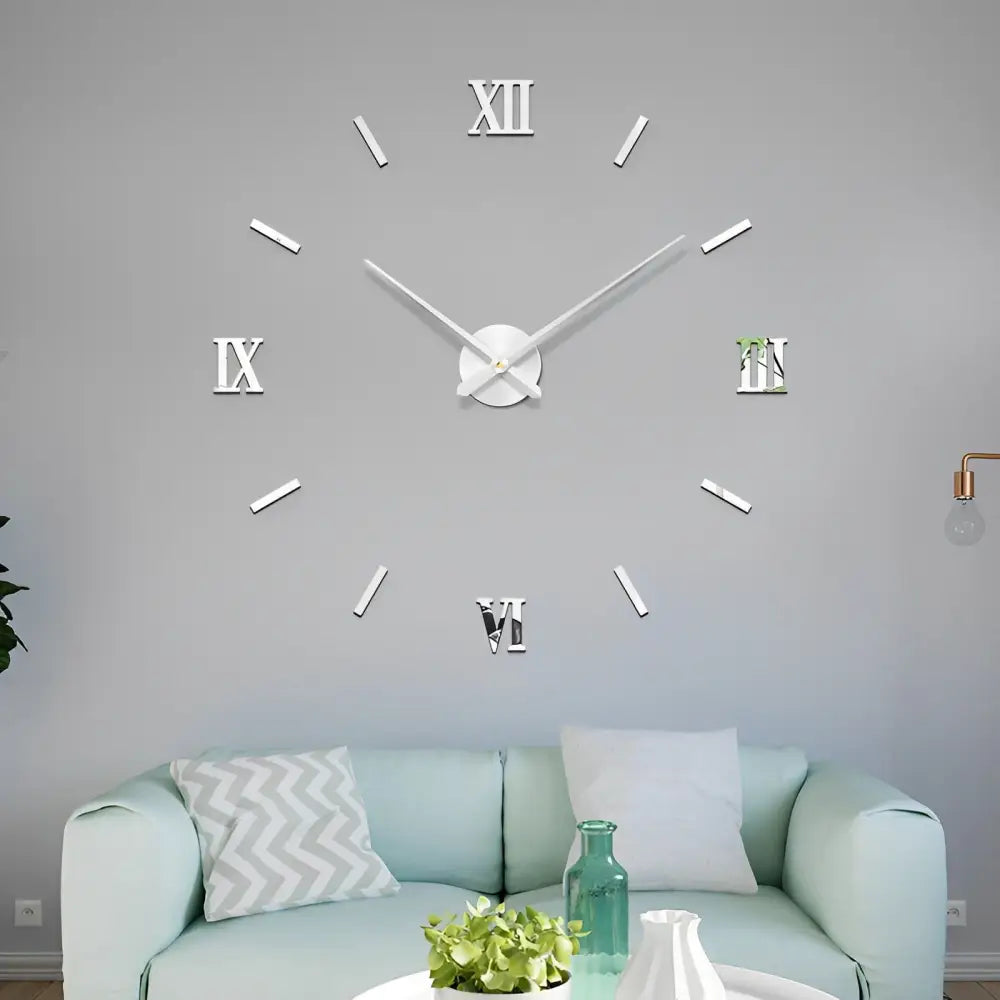 3D Sticker Wall Clock - Silent Quartz, Metal, 3 Sizes