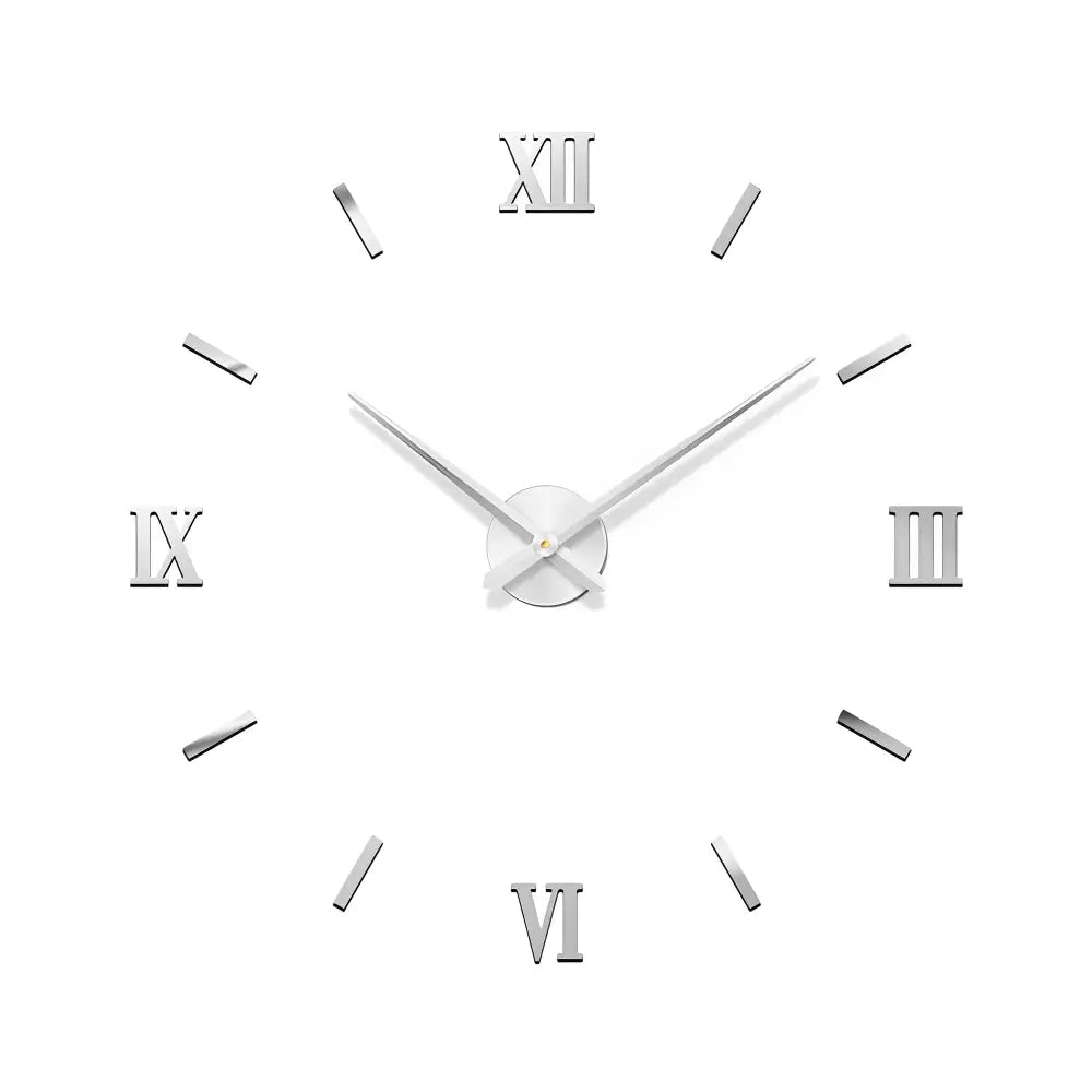 3D Sticker Wall Clock - Silent Quartz, Metal, 3 Sizes