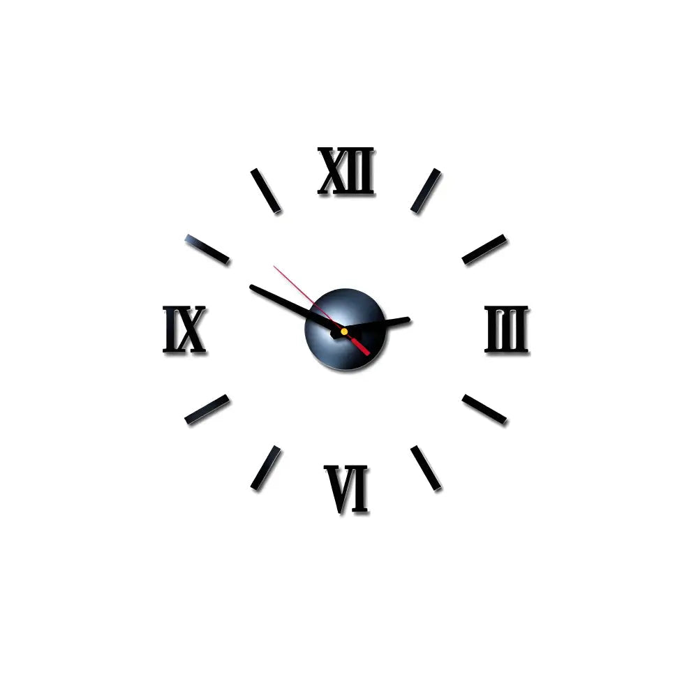 3D Sticker Wall Clock - Silent Quartz, Metal, 3 Sizes