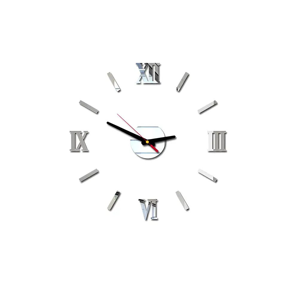 3D Sticker Wall Clock - Silent Quartz, Metal, 3 Sizes