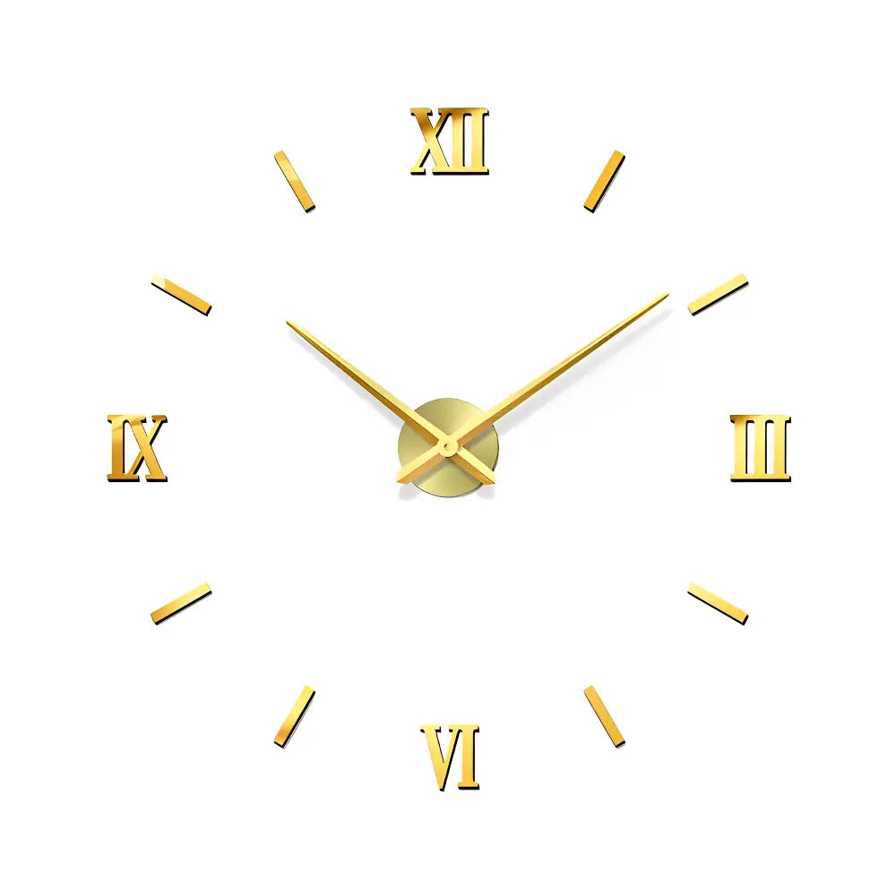 Close-up of 3D clock hands and metal hour markers