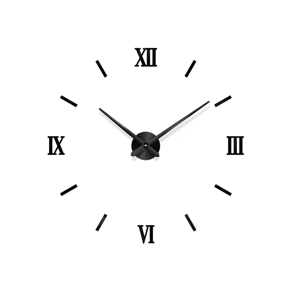 3D Sticker Wall Clock - Silent Quartz, Metal, 3 Sizes