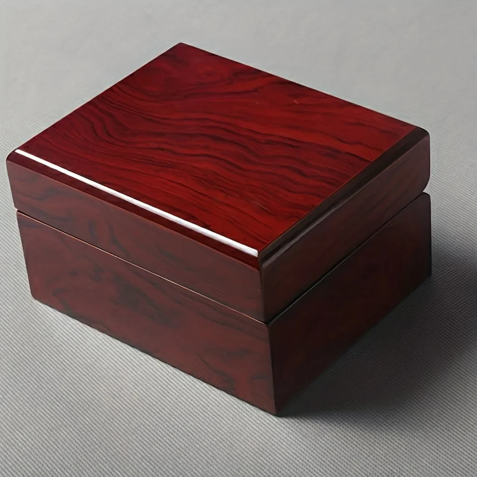 Close-up of high-quality wood grain on elegant watch gift box