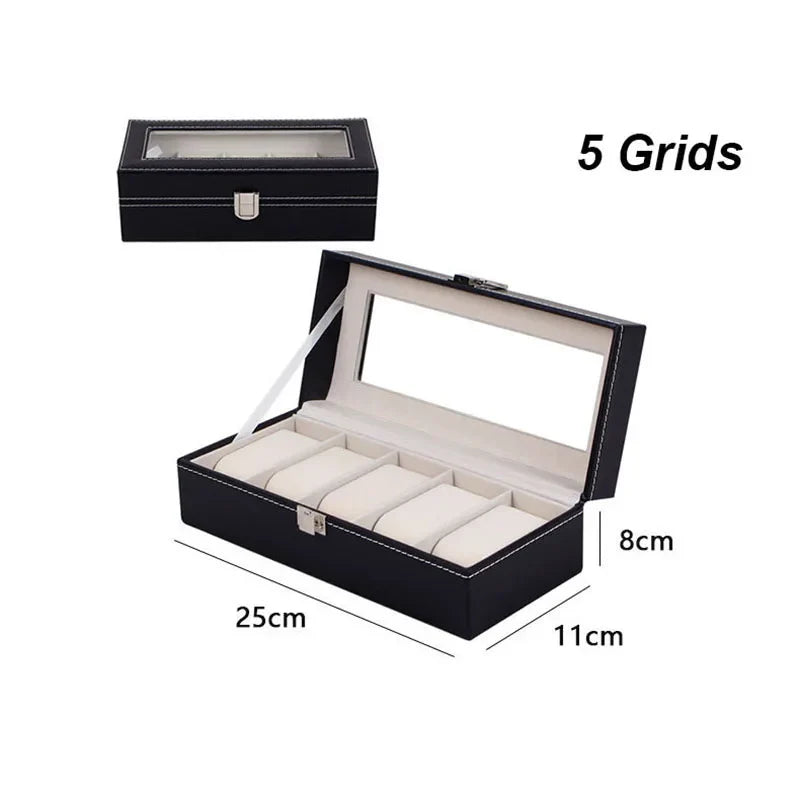 Elegant PU Leather Watch Box Organizer - Multiple Slot Options