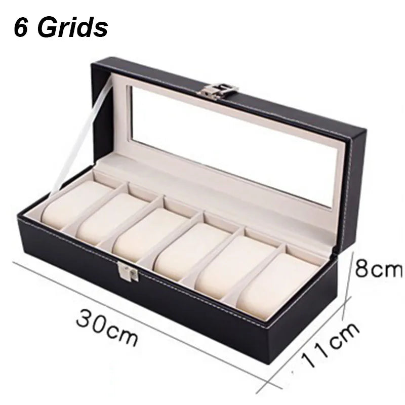 Elegant PU Leather Watch Box Organizer - Multiple Slot Options