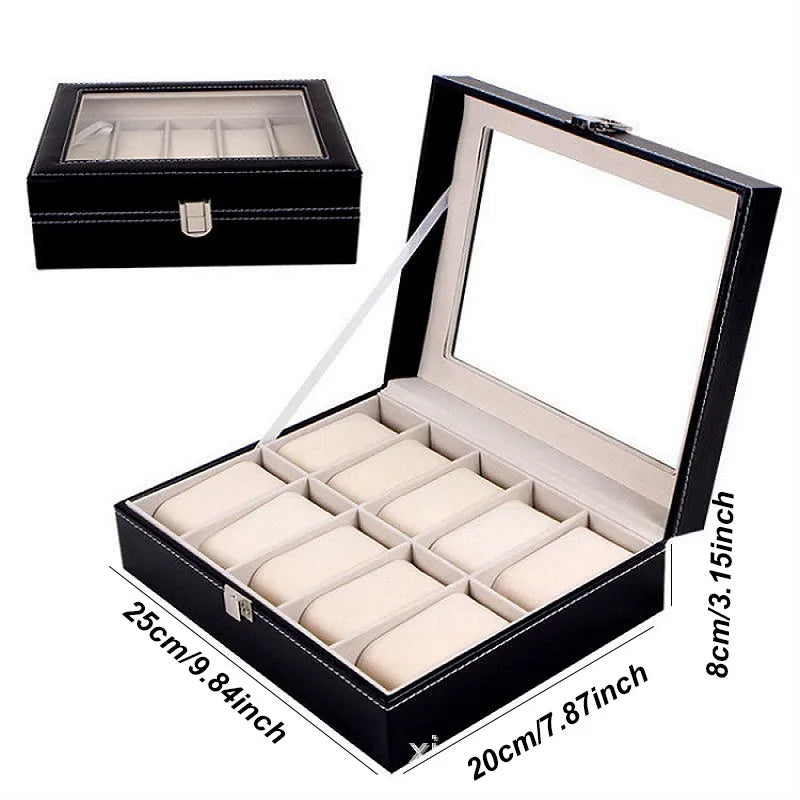 Elegant PU Leather Watch Box Organizer - Multiple Slot Options