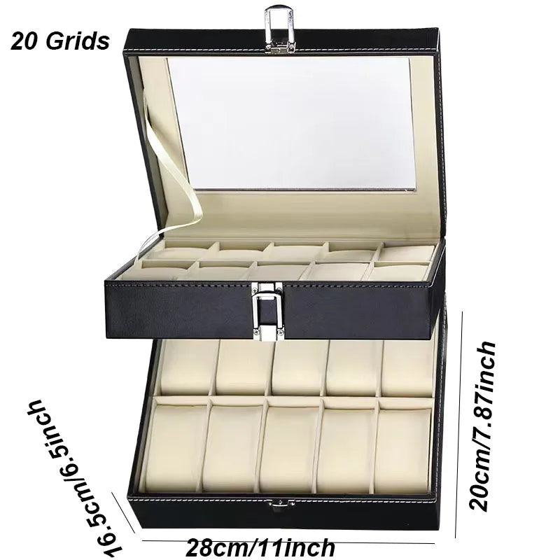 Elegant PU Leather Watch Box Organizer - Multiple Slot Options