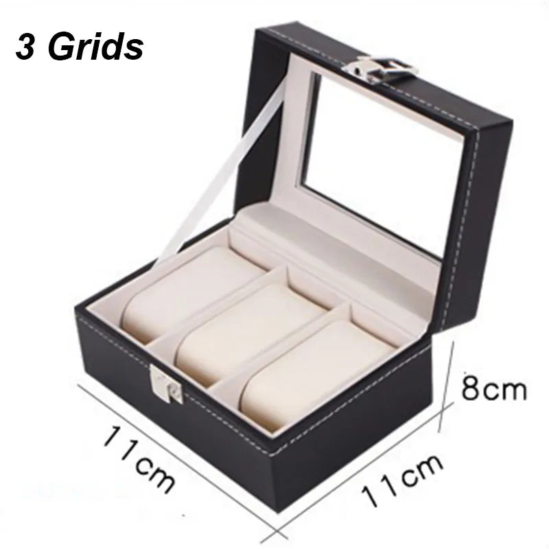 Elegant PU Leather Watch Box Organizer - Multiple Slot Options
