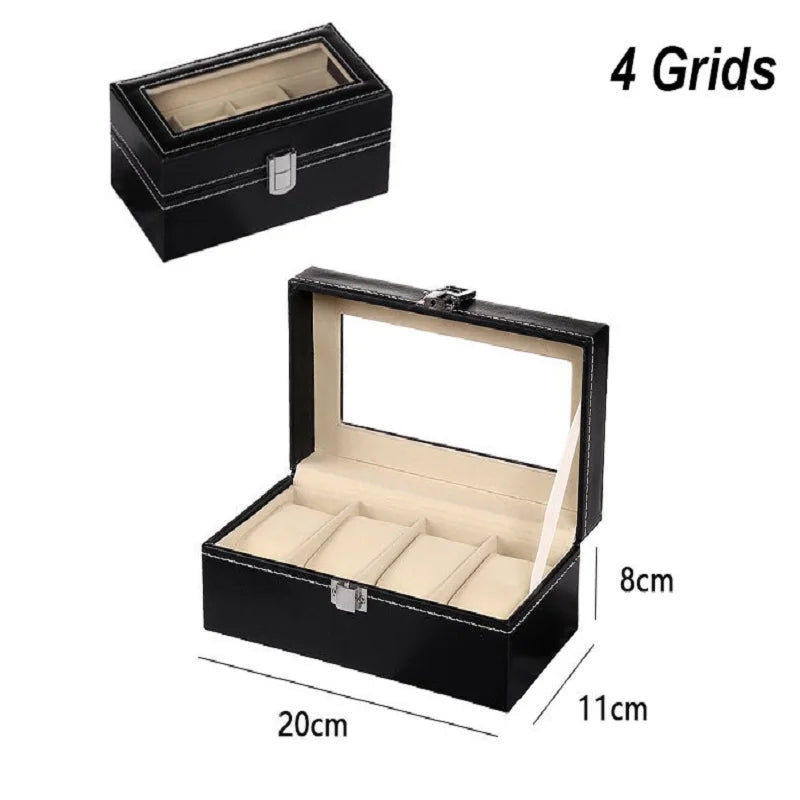 Elegant PU Leather Watch Box Organizer - Multiple Slot Options