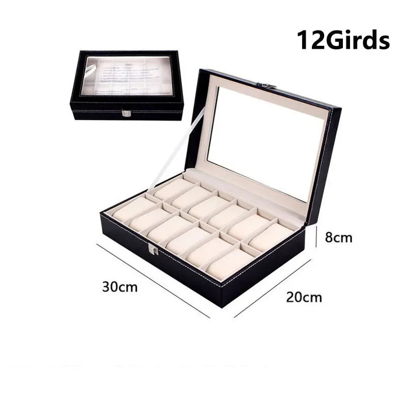 Elegant PU Leather Watch Box Organizer - Multiple Slot Options