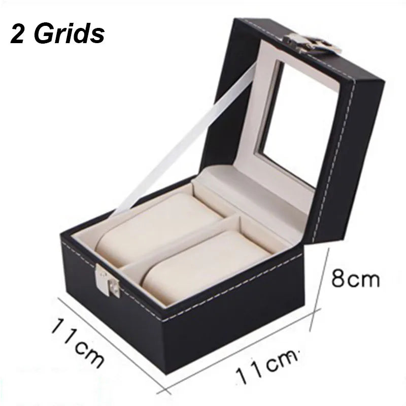 Elegant PU Leather Watch Box Organizer - Multiple Slot Options