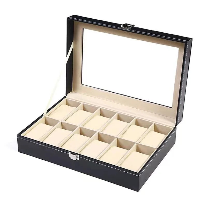 Elegant PU Leather Watch Box Organizer - Multiple Slot Options