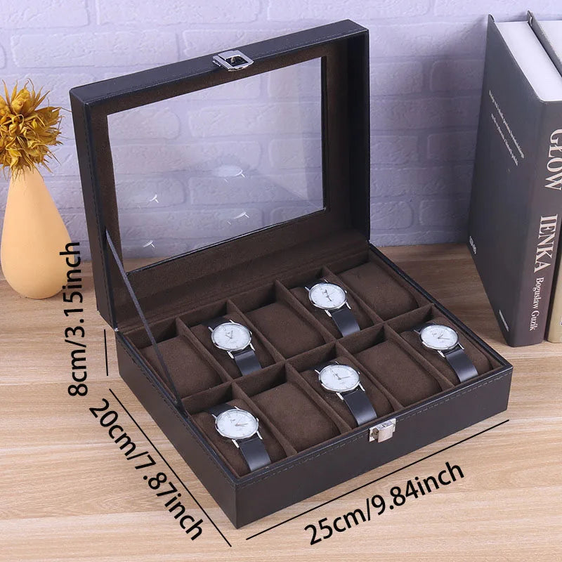 Elegant PU Leather Watch Box Organizer - Multiple Slot Options
