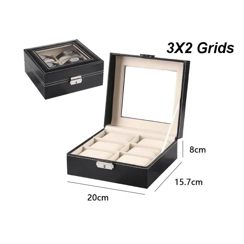 Elegant PU Leather Watch Box Organizer - Multiple Slot Options