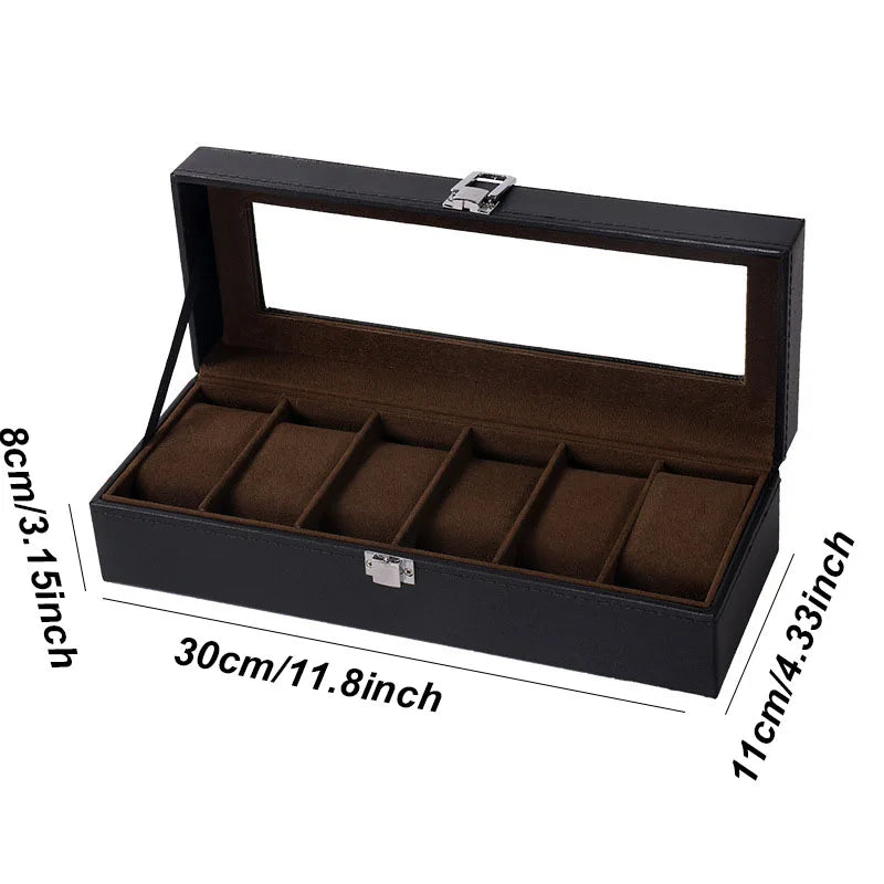Elegant PU Leather Watch Box Organizer - Multiple Slot Options