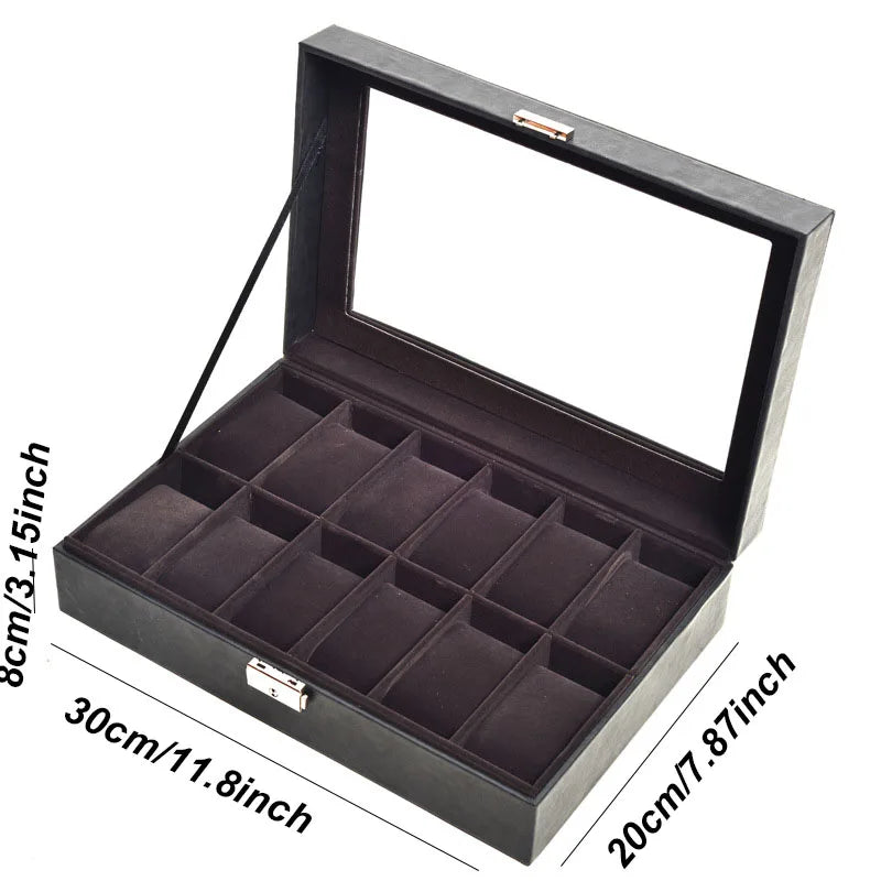 Elegant PU Leather Watch Box Organizer - Multiple Slot Options
