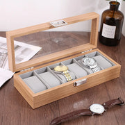 Eco bamboo watch box with Chinese-inspired design, light wood finish