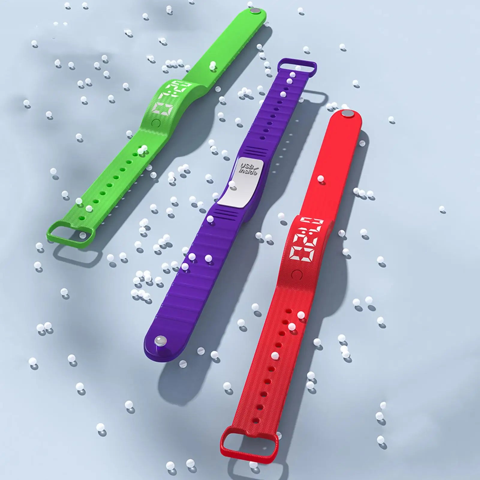 Vibrating alarm bracelet in multiple colors green red purple blue black