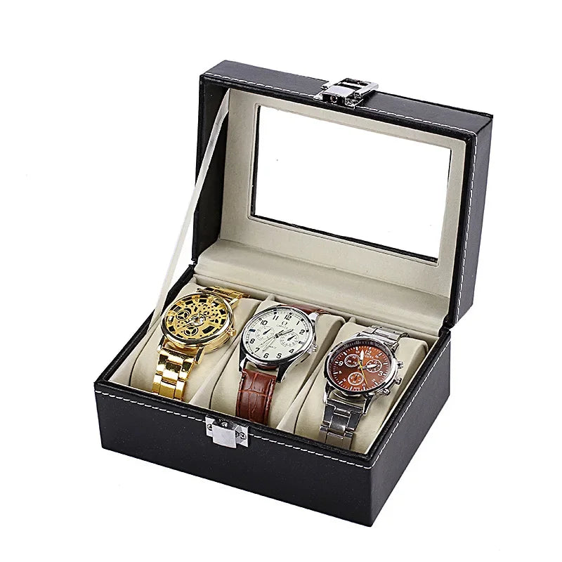 PU Leather Watch Box Organizer - 2 to 12 Slot Options
