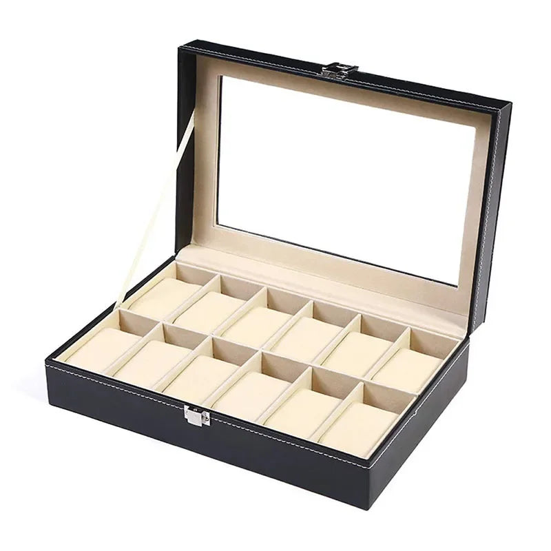 PU Leather Watch Box Organizer - 2 to 12 Slot Options