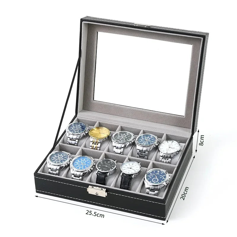 Watch storage box closed showing rectangular antique-style exterior