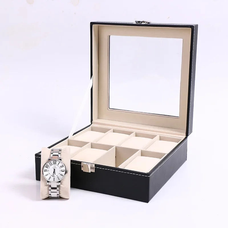 PU Leather Watch Box Organizer - 2 to 12 Slot Options