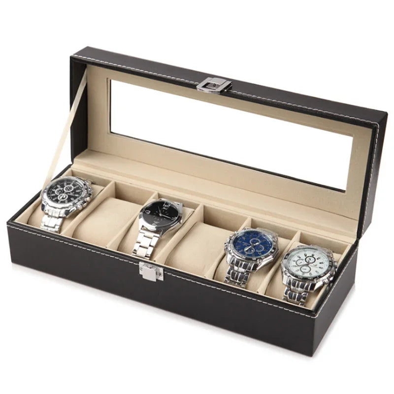 PU Leather Watch Box Organizer - 2 to 12 Slot Options