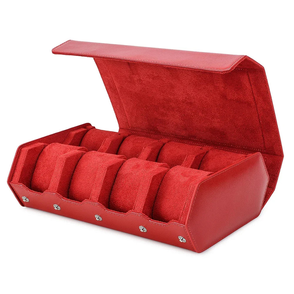 Genuine Leather Travel Watch Case - 6 or 8 Slot Organizer