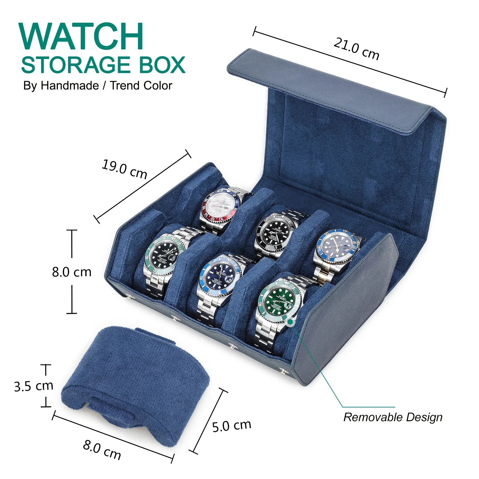 Red leather 6-slot watch case for men and women