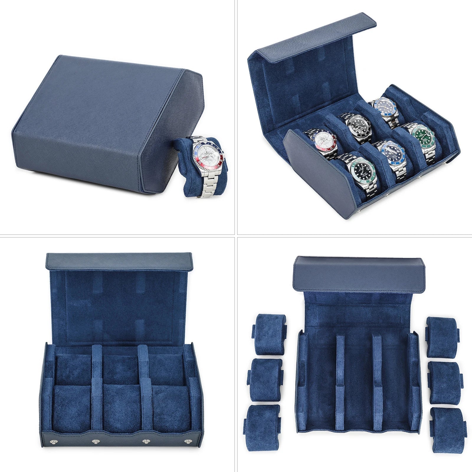 Multiple color options for leather travel watch case