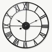 Large Roman numeral wall clock in retro gold metal finish