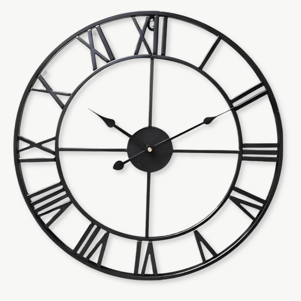 Large Roman numeral wall clock in retro gold metal finish