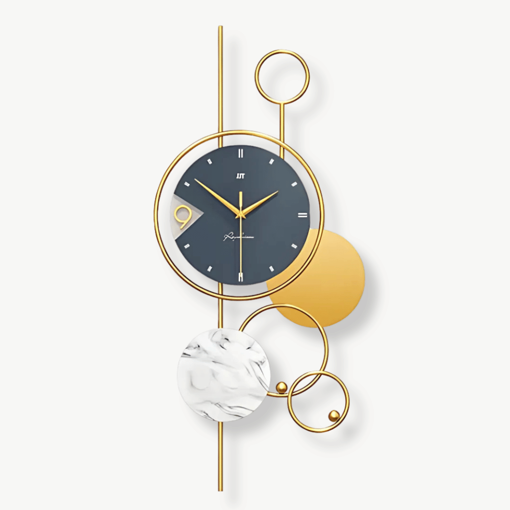 Large geometric wall clock with abstract design in metal and acrylic, 78 cm