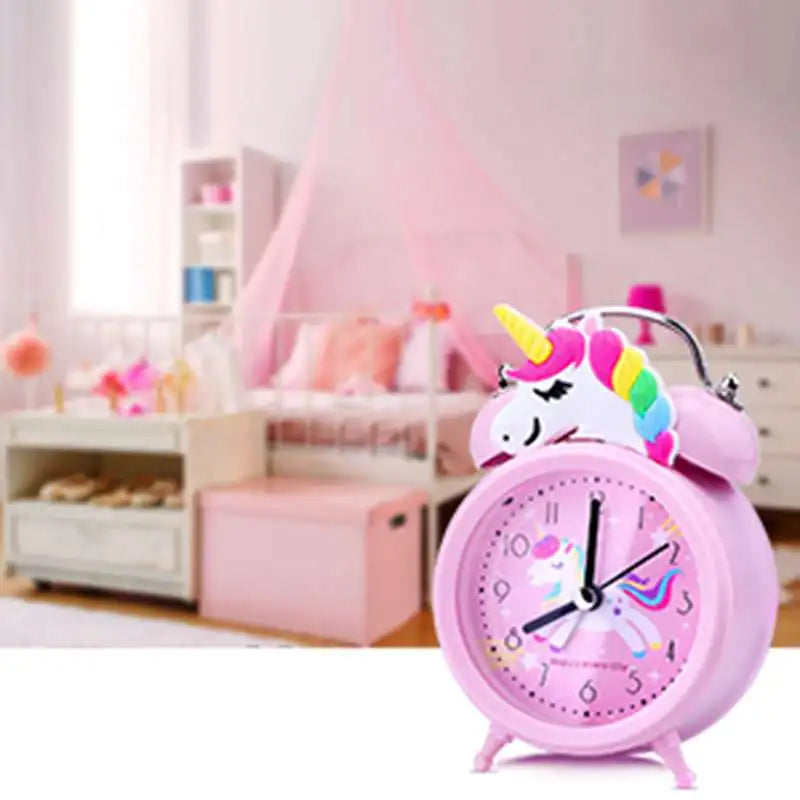 Kids unicorn alarm clock rear view showing easy adjustment buttons